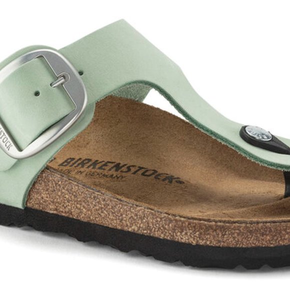 NEW Birkenstock Gizeh Big Buckle Nubuck Leather sandals in Matcha size 37 - Picture 3 of 5